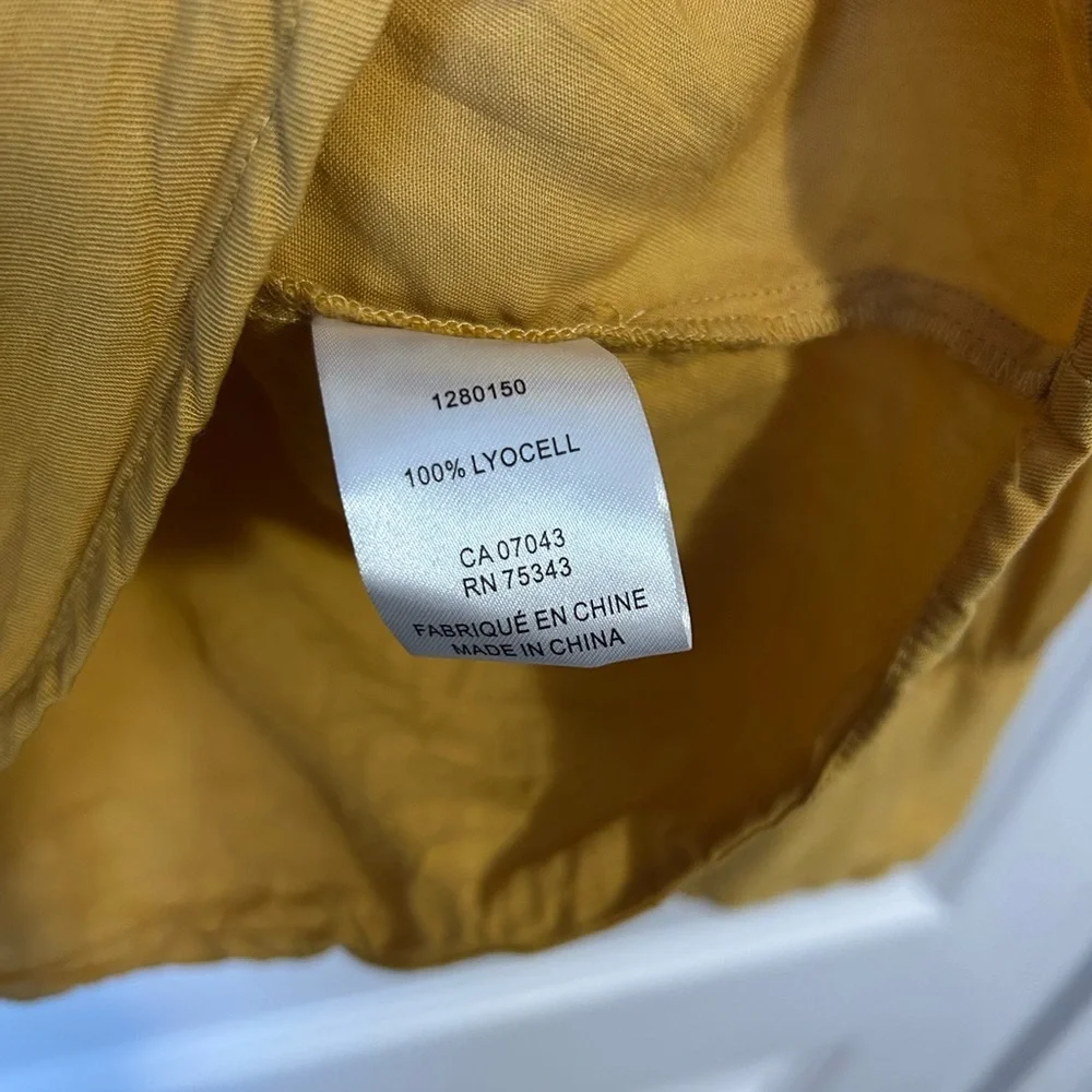 Joie Mustard Embroidered Blouse with Puff Sleeves Button Cuffs - Picture 4 of 10